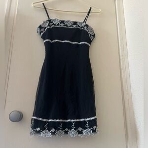 Vintage 90’s M Collection Black & White Lace Mini Dress Size XXS-XS